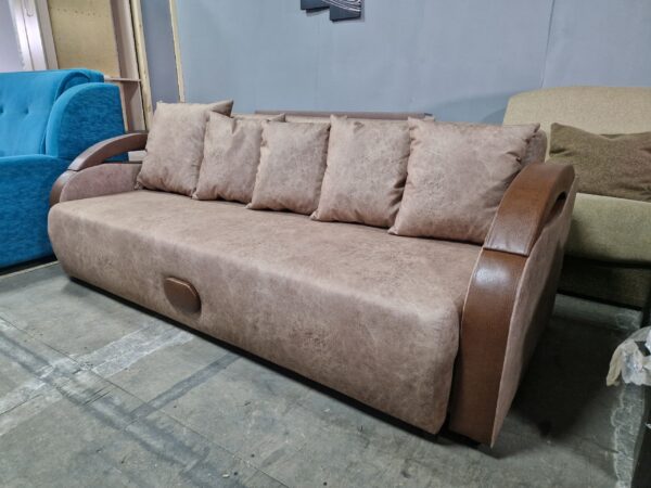 Диван-кровать “Мария” Savana Plus Mocca, еврокнижка, бежевая обивка, ящик для белья — изображение 3